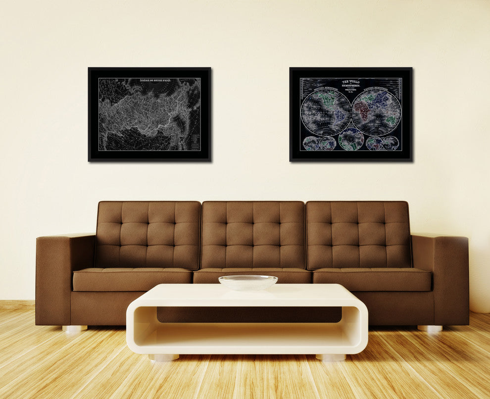 Russia Siberia Vintage Monochrome Map Canvas, 28"x37"