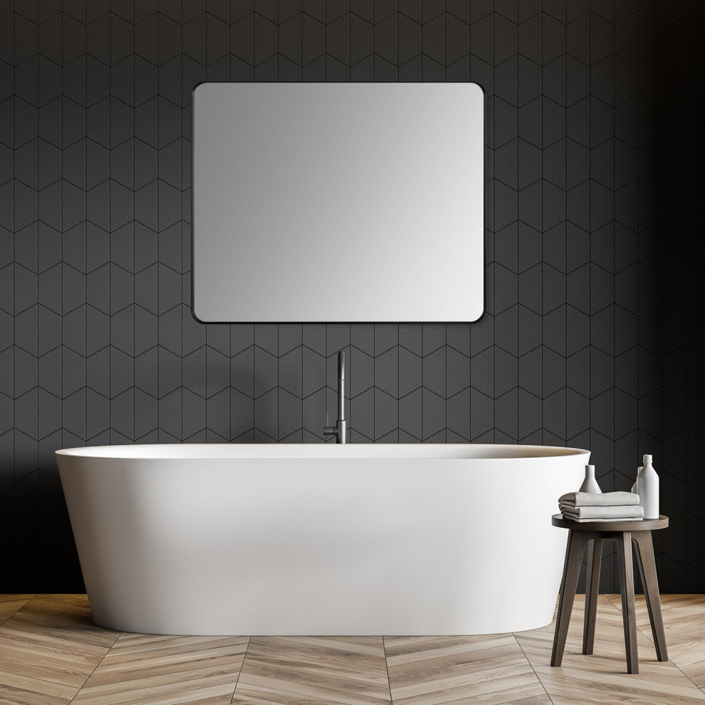 Nettuno Rectangle Bathroom/Vanity Aluminum Framed Wall Mirror, Matt Black, 36"