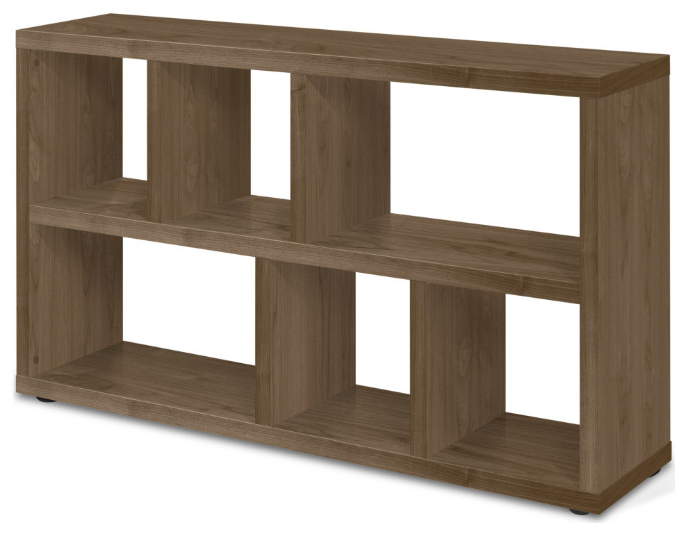 Modern Low Bookcase Open Console, Walnut
