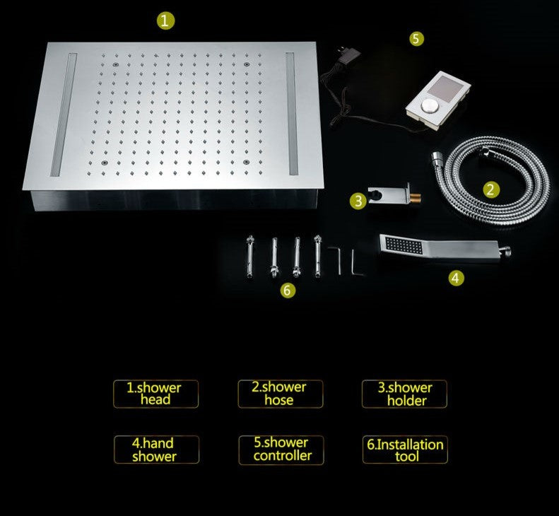 Emilia Posh LED Digital Control Thermostatic Rainfall Bathroom Shower Set