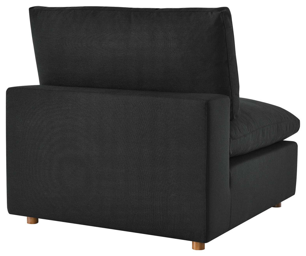 Commix Down Filled Overstuffed 4-Piece Sectional Sofa Set, Black