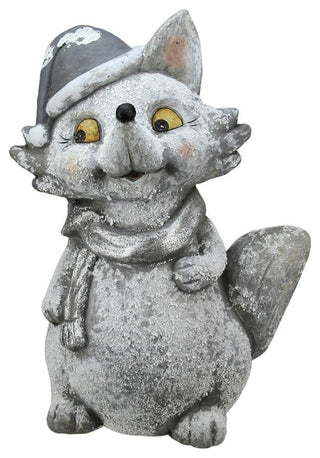 18" Snow Dusted Glitter Silver Fox Christmas Table Top Decoration