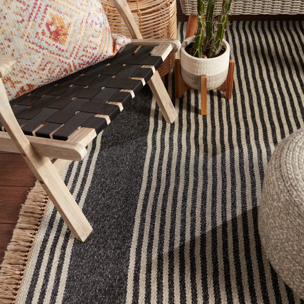 Vibe by Jaipur Living Strand Indoor/ Outdoor Striped Area Rug, Dark Gray/Beige