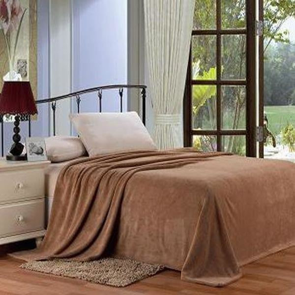 Micro Plush Solid Full Blanket Beige