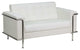 Modern Contemporary Melrose White Leather Loveseat With Encasing Frame