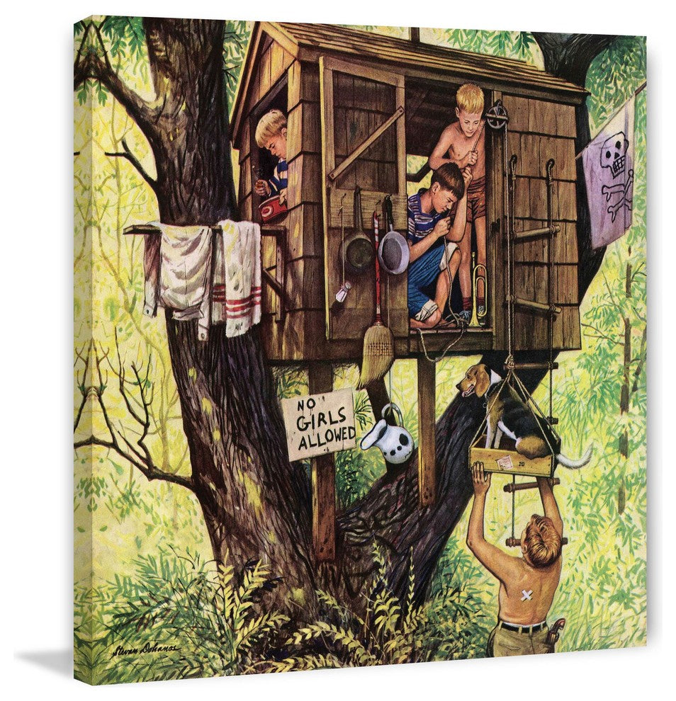 "No Girls Allowed" Painting Print on Canvas by Stevan Dohanos