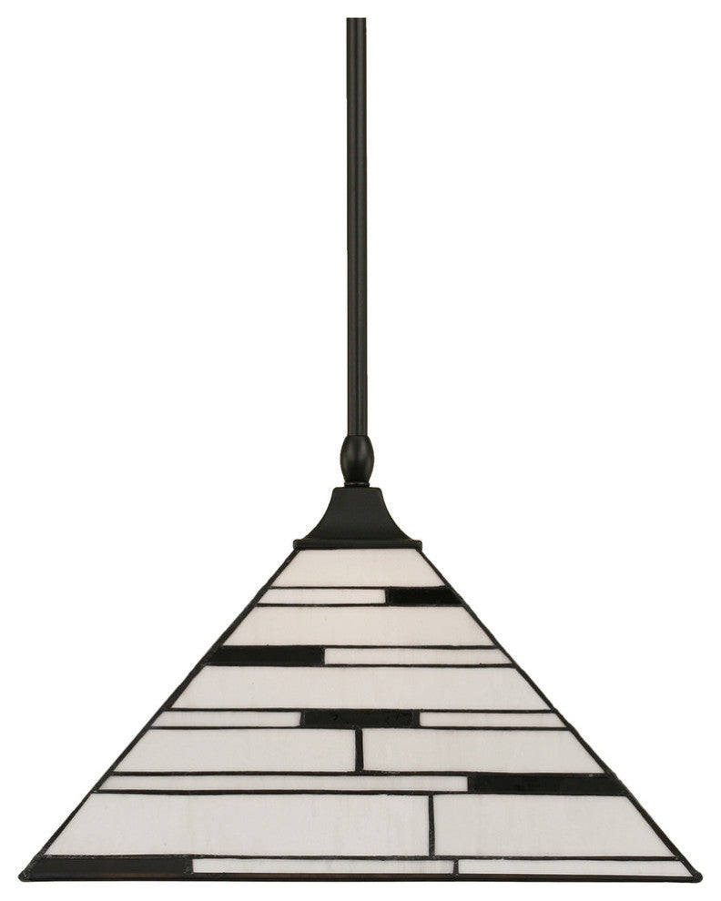 1-Light Stem Hung Pendant, Matte Black/Pearl Ebony Art