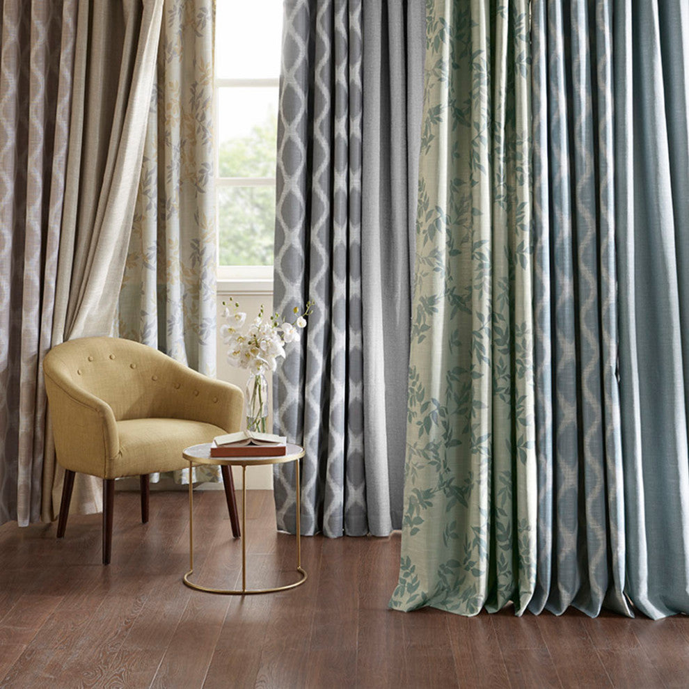 SunSmart Julie Printed Botanical Blackout Curtain Panel, Yellow