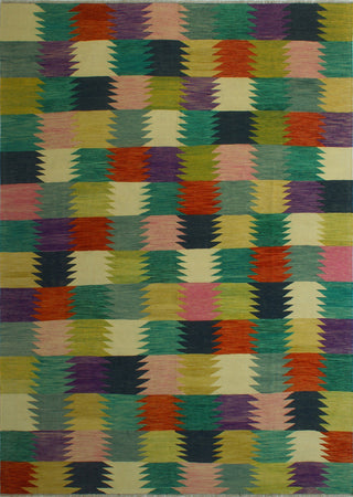 Hand-Woven Winchester Kilim Junaid Ivory/Rust Rug, 8'2x11'3