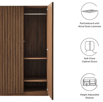 Render 2-Door Wardrobe Closet, Walnut