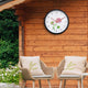 Weatherproof 12- Inch Decorative Garden Wall Clock , Pink Floral "Knautia"