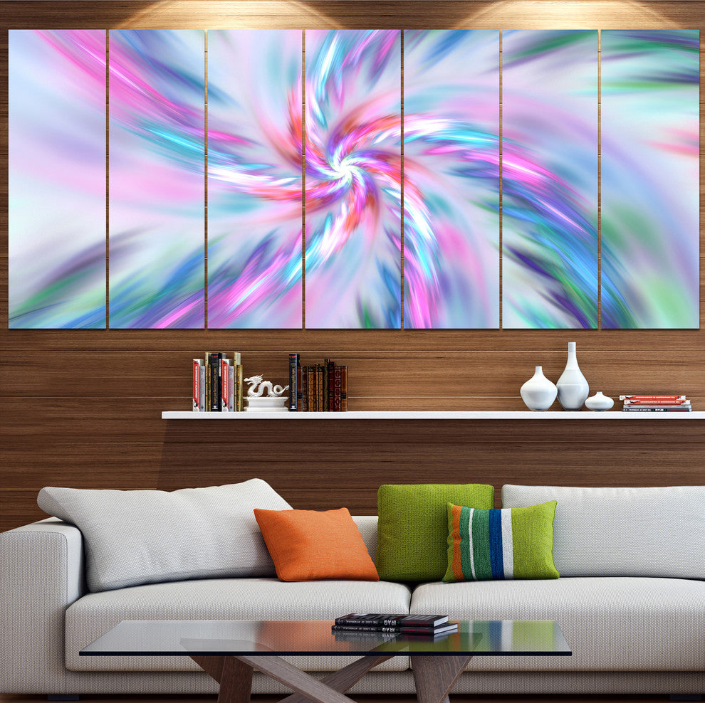 Exotic Light Blue Flower Petal Dance, Floral Canvas Art Print, 83"x32", 7 Panels