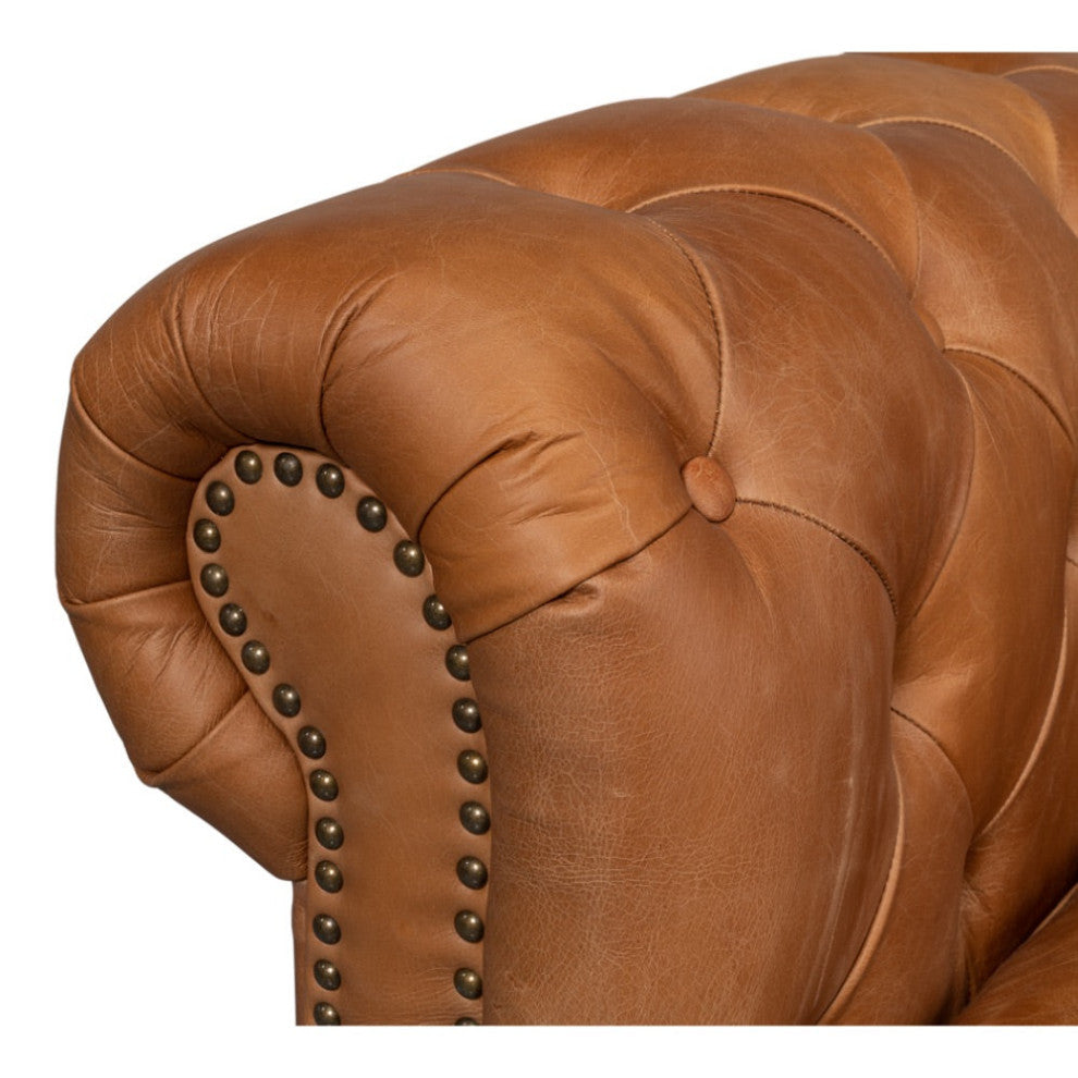 Chesterfield Kingston Sofa Tan Leather 2 Cushions