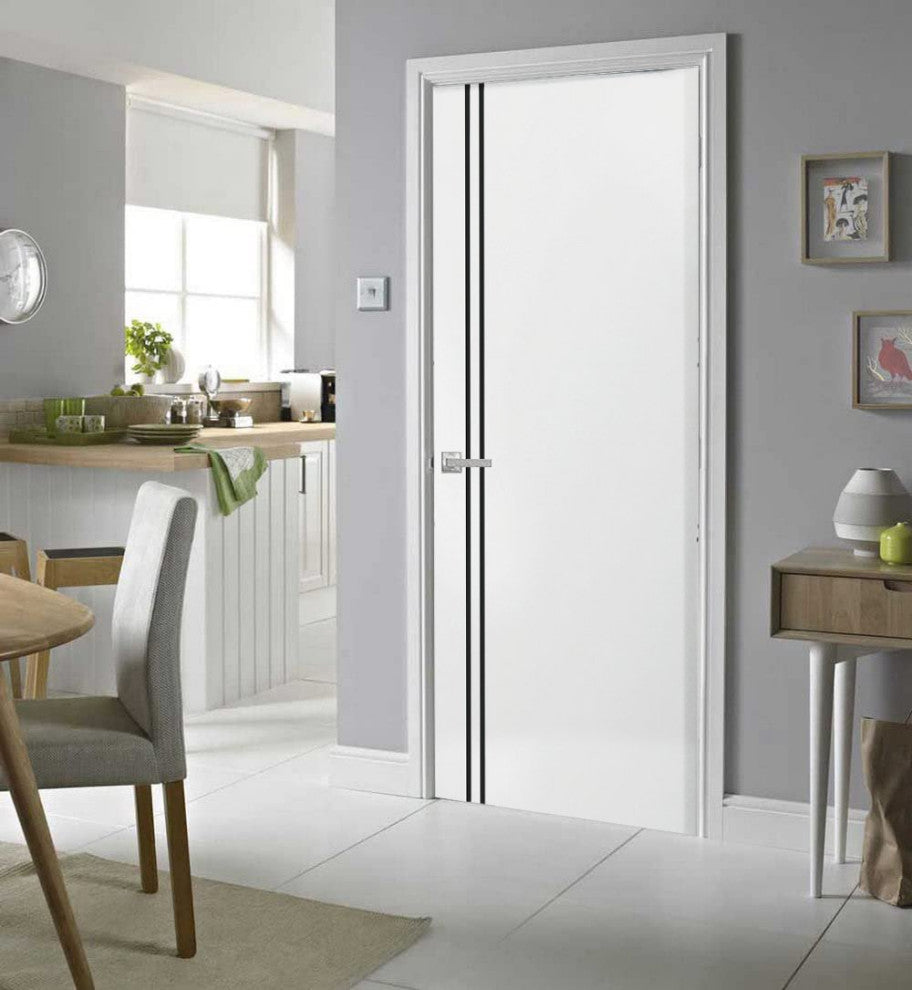 Solid French Door 24 x 84 | Planum 0016 White Silk with| Bathroom