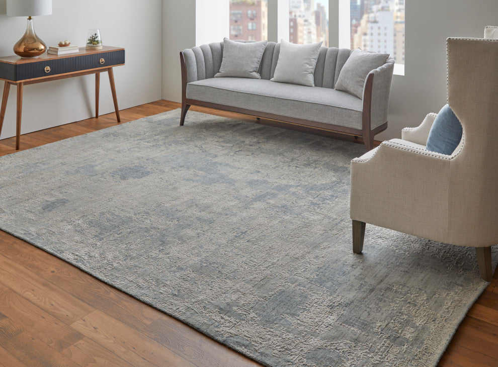 Kinton Modern Abstract, Silver/Gray, 10'x14' Area Rug