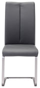 Dining Chair, Set of 2, Faux Vinyl Leather, Steel, Gray, Silver, Cafe