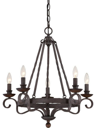 Noble 5-Light Chandelier, Rustic Black