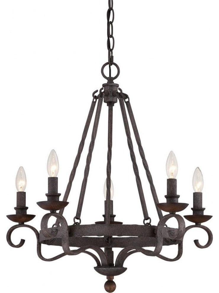 Noble 5-Light Chandelier, Rustic Black