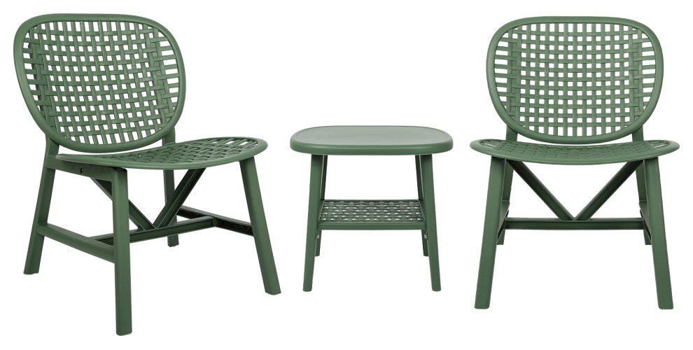 3-Piece Patio Table Chair Set Conversation Bistro Set, Green