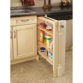 Wood Base Filler Pull Out Organizer for New Kitchen Applications, 6"