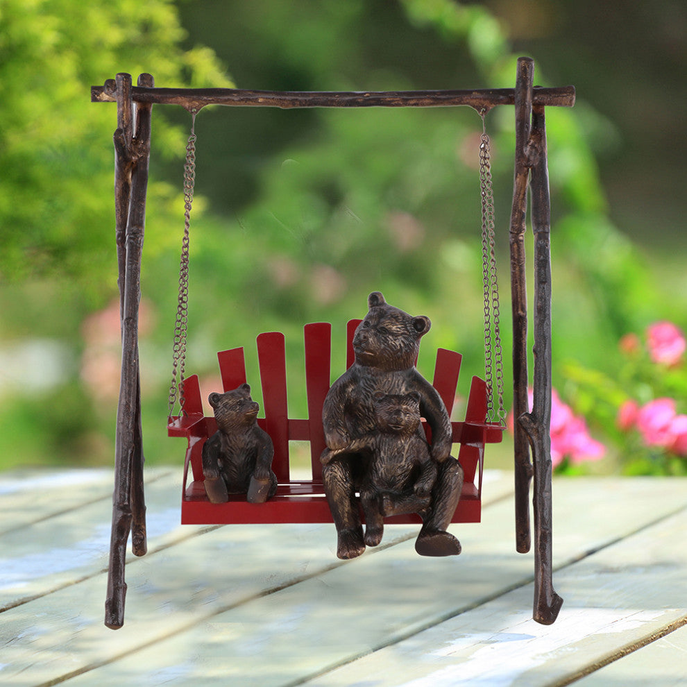 Bear and Cubs on Porch Swing