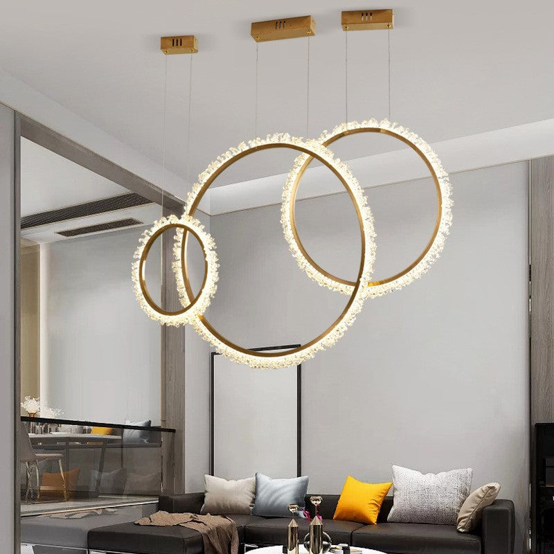 MIRODEMIÂ® Aarau | Crystal Pendant Light in the Shape of Rings, Dia15.7+23.6+31.5", Remote Dimming