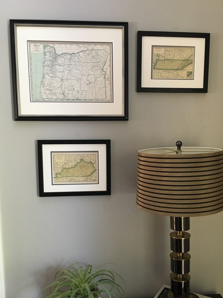 Vintage Kentucky Map, Framed Original KY State Map- Authentic 1920s