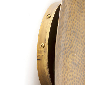 Clarence 7.0Lx5.3Wx17.0H Metal Hammered Gold Round Wall Sconce