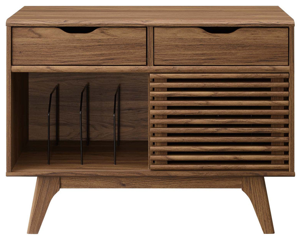 Sofa Side Table Display Stand, Wood, Brown Walnut, Modern, Lounge Hospitality