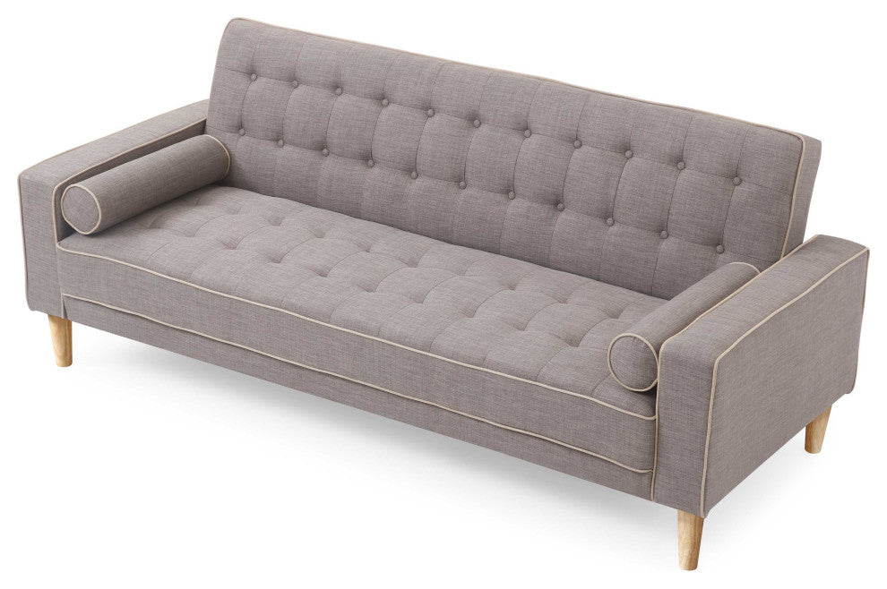 Andrews 85 in. W Flared Arm Polyester Straight Sofa, Gray