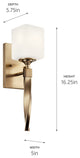 Marette 5" 1 Light Sconce, Satin Etched Opal Glass, Champagne Bronze