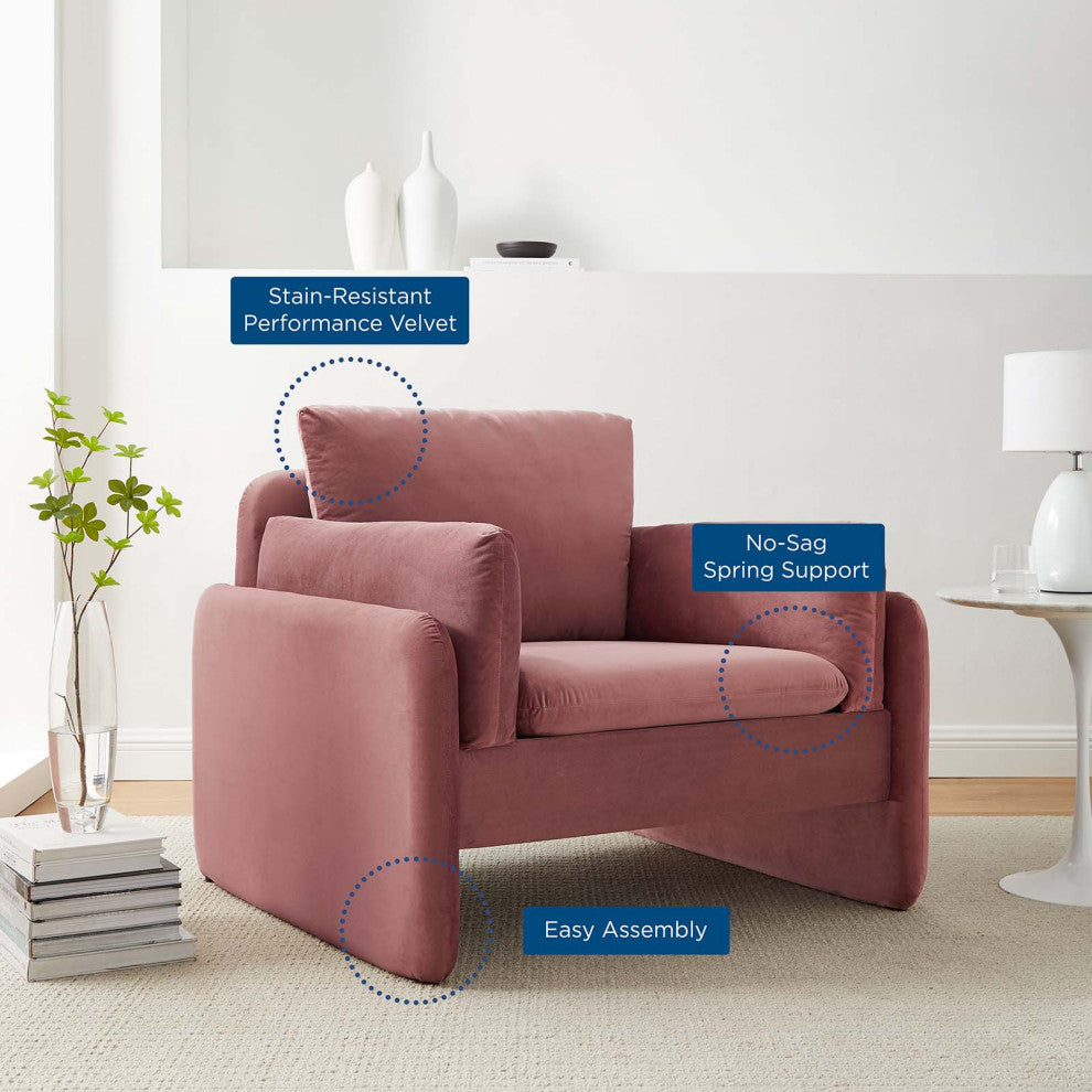 Armchair Accent Chair, Velvet, Pink, Modern, Living Lounge Hotel Hospitality