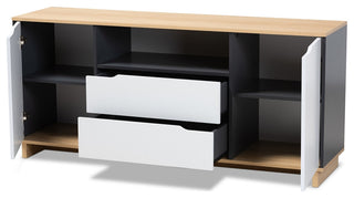 Mid-Century Modern Multi-Color 2-Door Wood Dining Room Sideboard