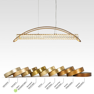 LNC Cardoon 1-Light 39.4" Modern Linear Crystal LED Kitchen Island Light, Brass