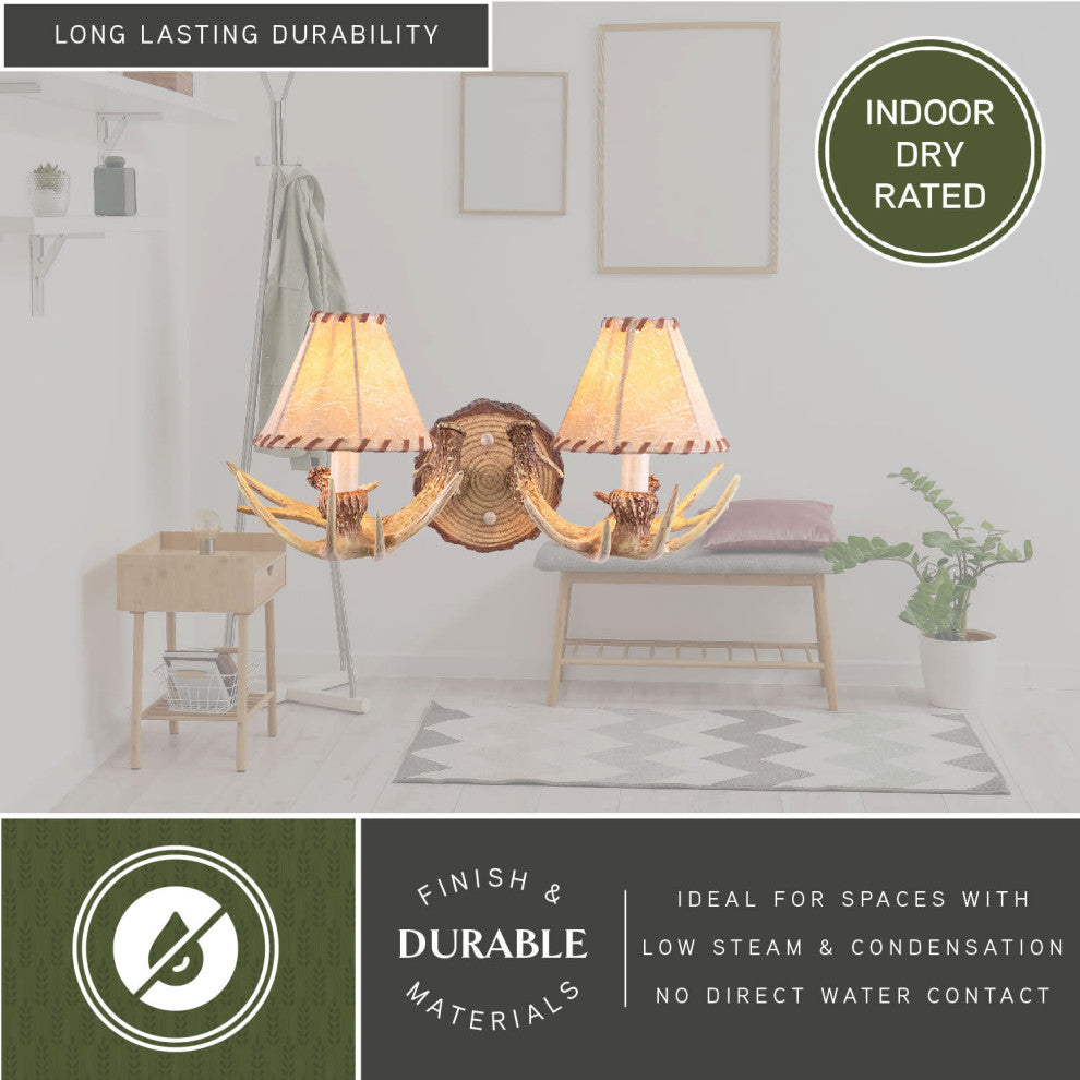 Lodge 2-Light Antler Wall Light Noachian Stone