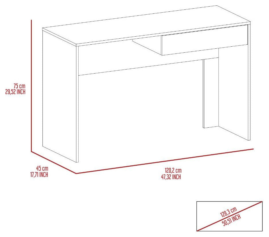 Acanto 2-Drawer Computer Desk with 2 Handleless Drawers, Light Gray
