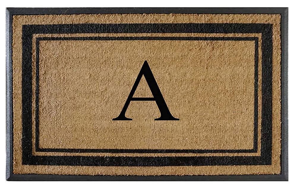 A1HC Markham Border Flocked Extra Large Monogrammed Doormat, 30"X48", A
