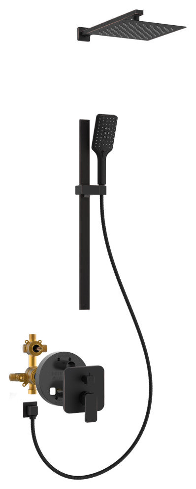 Resort 10-in Rain Showerhead System and Pressure Balanced Mixing Valve 1.8 GPM, Oil-Rubbed Bronze