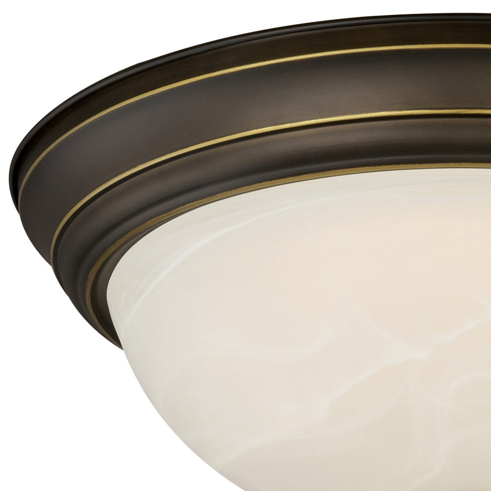 Stevens 15-in W LED Vintage Bronze Flush Mount Ceiling Light Fixture White Glass