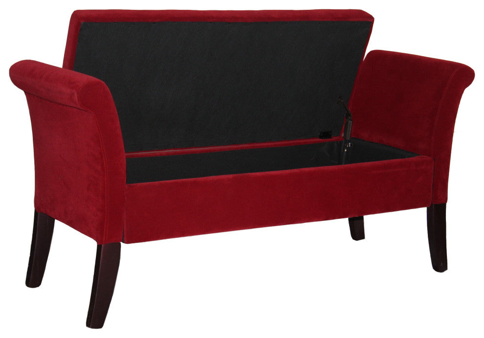 Deep Red Settee Style Storage Bench