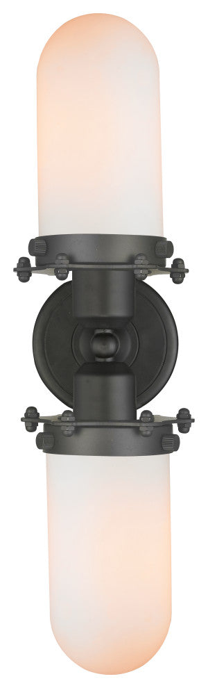 Centri 2-Light Bath Vanity-Light, Oil Rubbed Bronze, Matte White