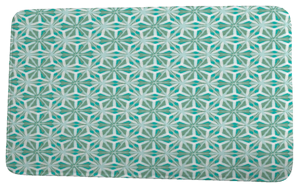 Intercoastal Waterway Water Mosaic Geometric Print Bath Mat, Aqua, 17"x24"