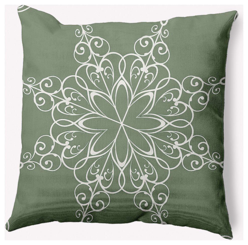Snowflake Decorative Throw Pillow, Sage Green, 16"x16"