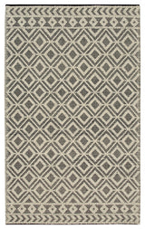 EORC Black Handwoven Wool Durrie Kilim Rug 5'x8'