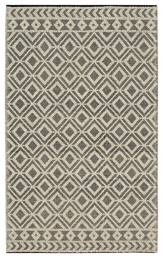 EORC Black Handwoven Wool Durrie Kilim Rug 5'x8'
