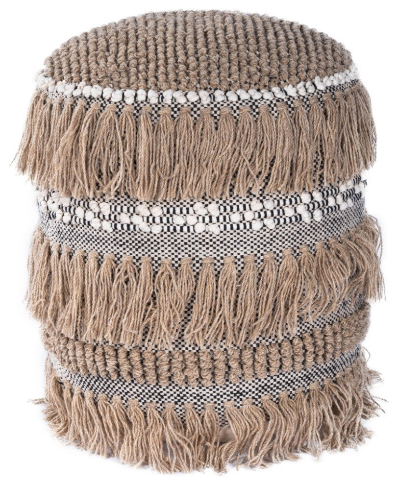 Boho Bullet Tassel Pouf Ottoman