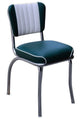 Retro Home Upholstered Channel Back Dining Chair, Green and White, Waterfall Seat