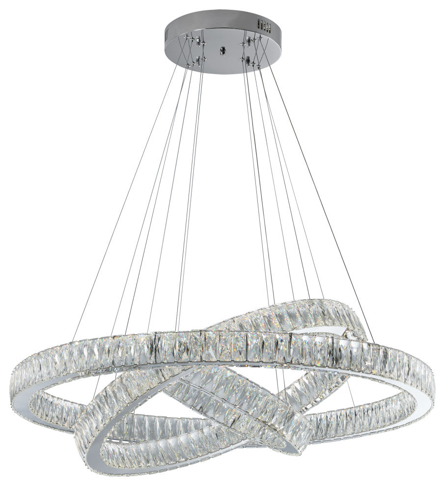 Crystal Elegance Integrated LED 3 Rings Chandelier