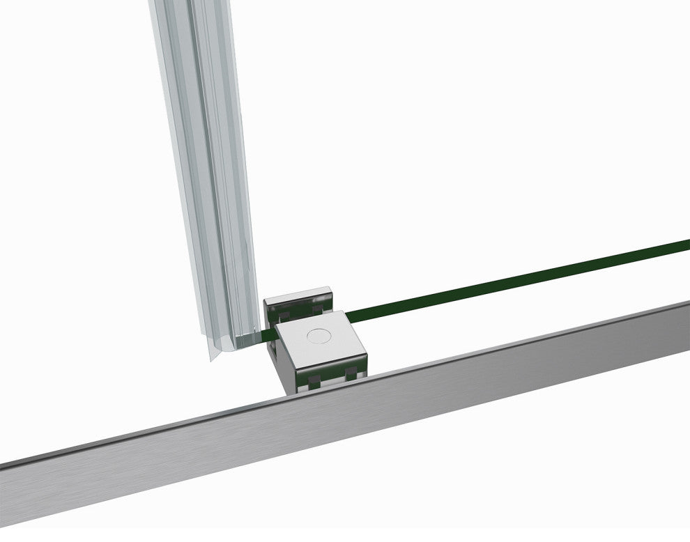 Spezia 60" W x 76" H Double Sliding Frameless Shower Door, Brushed Nickel