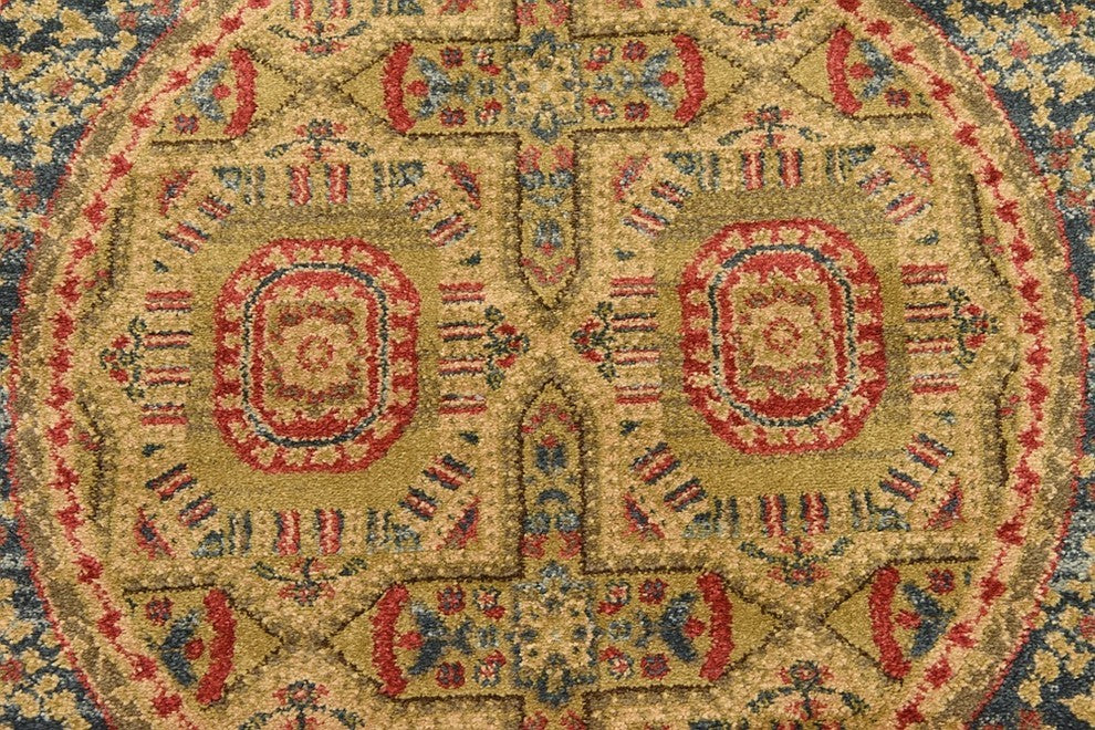 Unique Loom Blue Lincoln Palace 3' 3 x 3' 3 Round Rug
